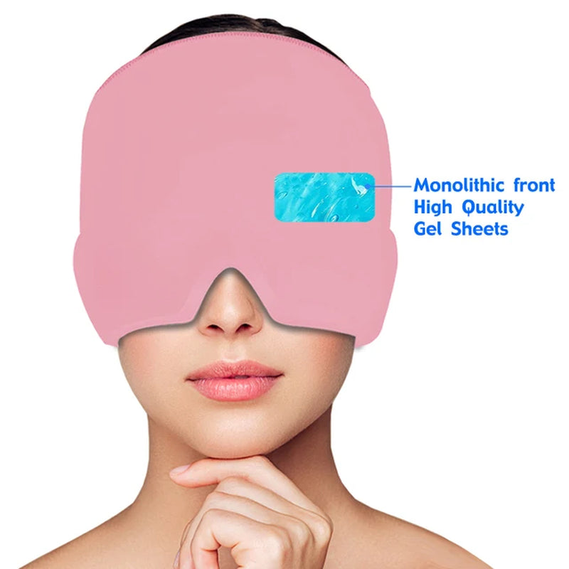 Migraine Relief Hathead Massager Gel Hot Cold Therapy Headache Migraine Relief Cap for Chemo,Sinus,Neck Wearable Therapy Wrap